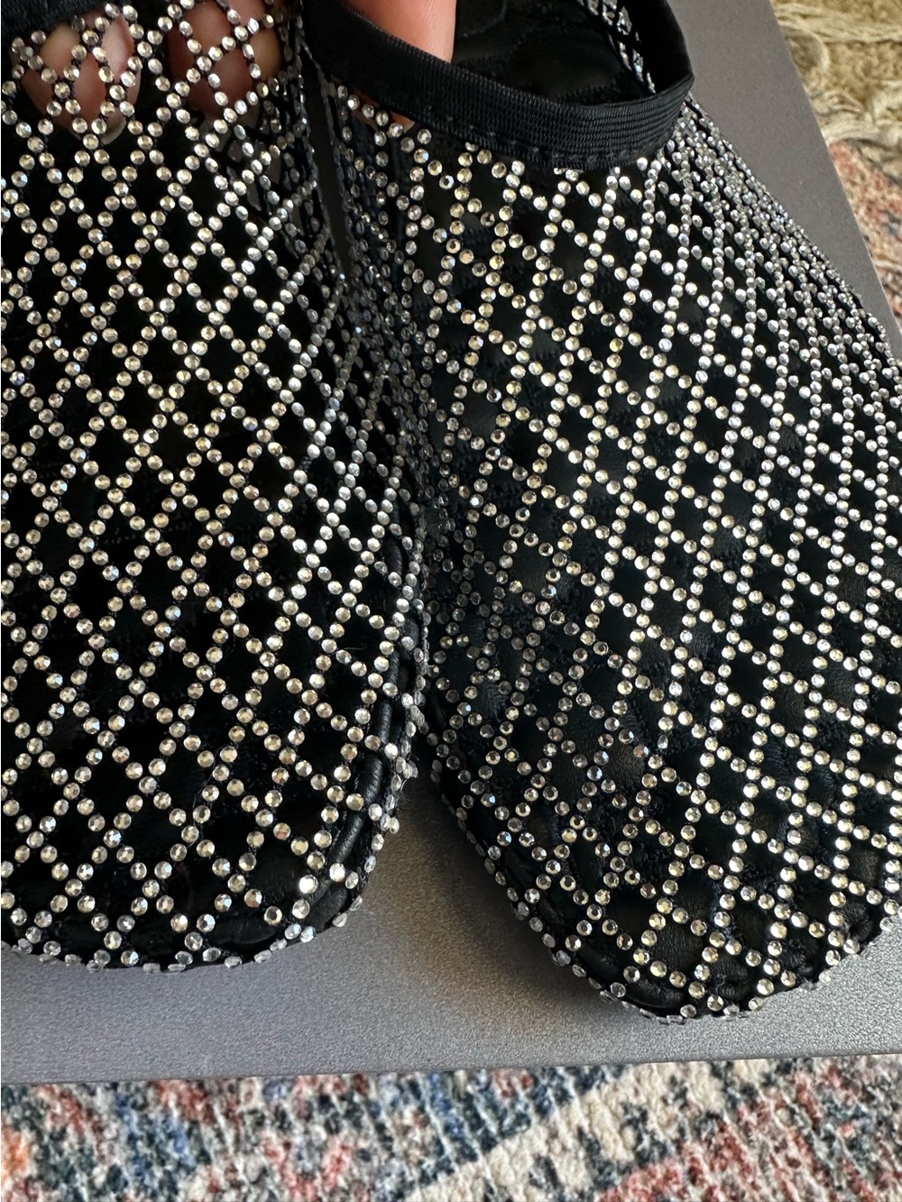 Lola Cruz Sequin Mesh Ballet Flats